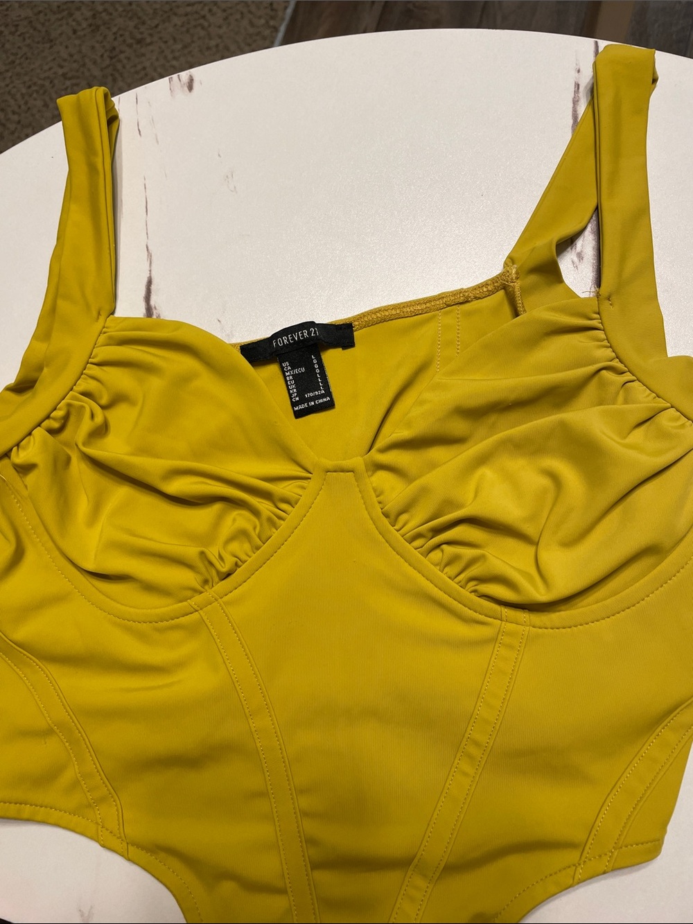 Forever 21 Mustard Yellow Bustier Crop Top - Women's Bandeau
